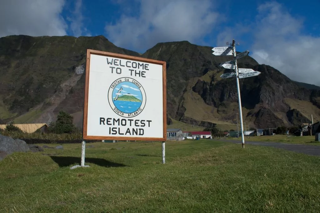 tristan da cunha remote island sign