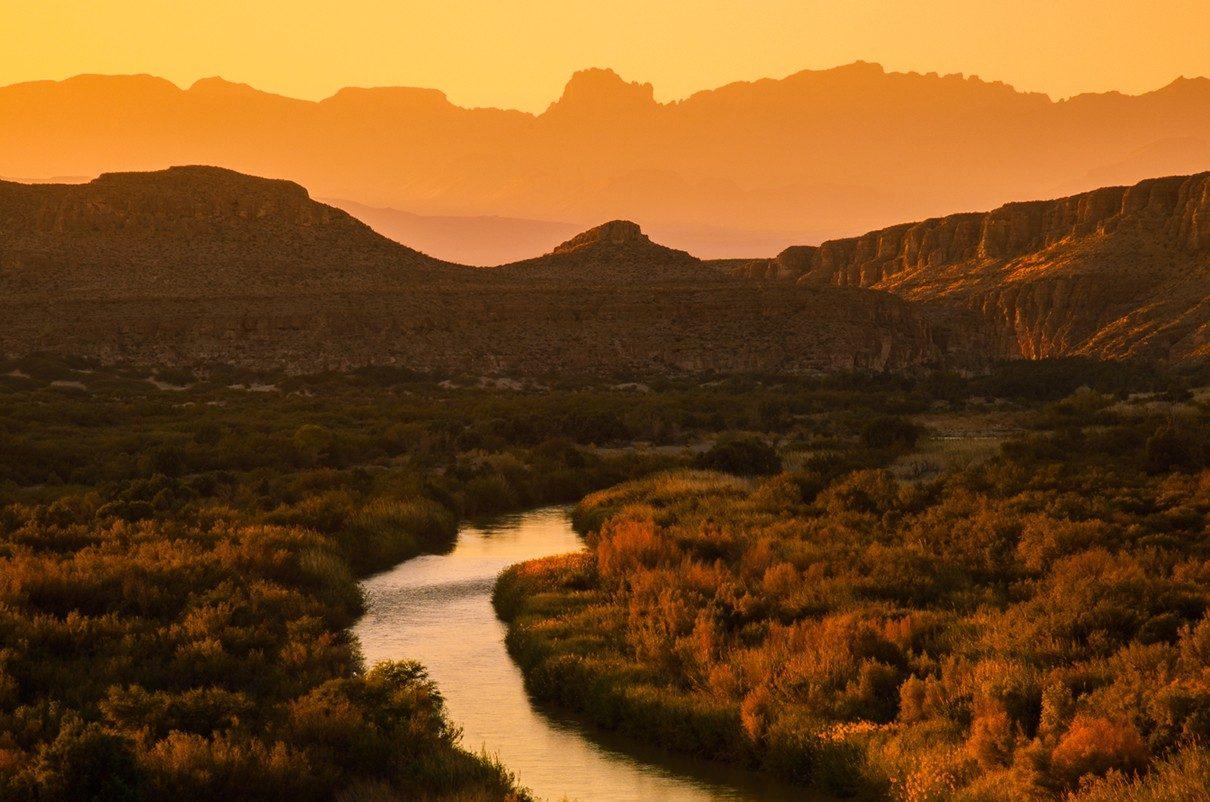 big bend texas usa rio grande sunset
