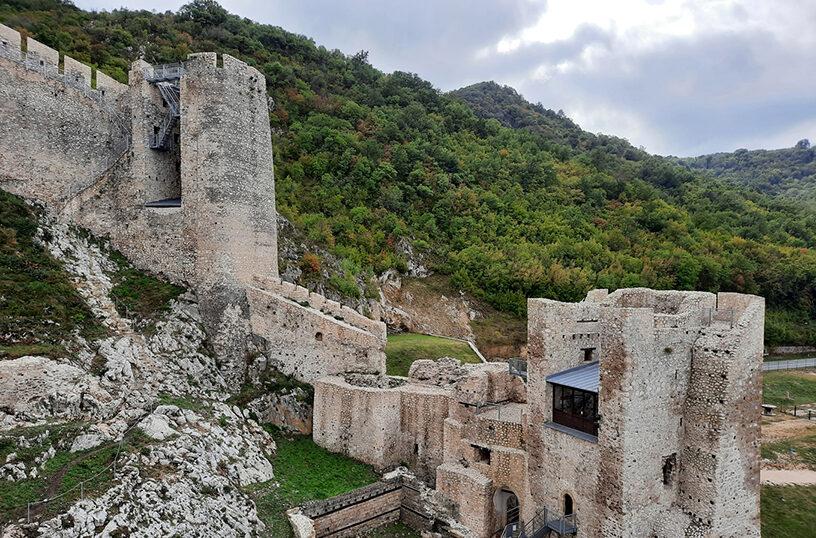 golubac fortress serbia entrance aerial