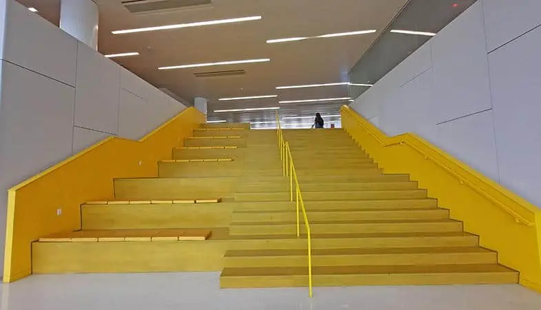 hunt library university north carolina us yellow staircase