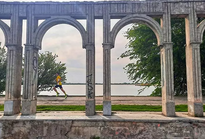 Bucharest Romania Insula Ingerilor Lake Dambovita Lacul Morii Angels Island colonnade