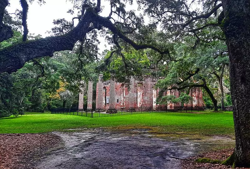 sheldon church ruins south carolina us building trees