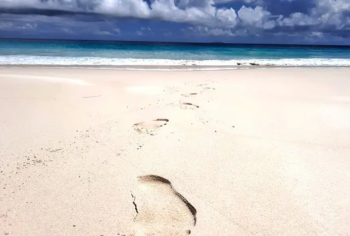 la digue seychelles petite anse footprints